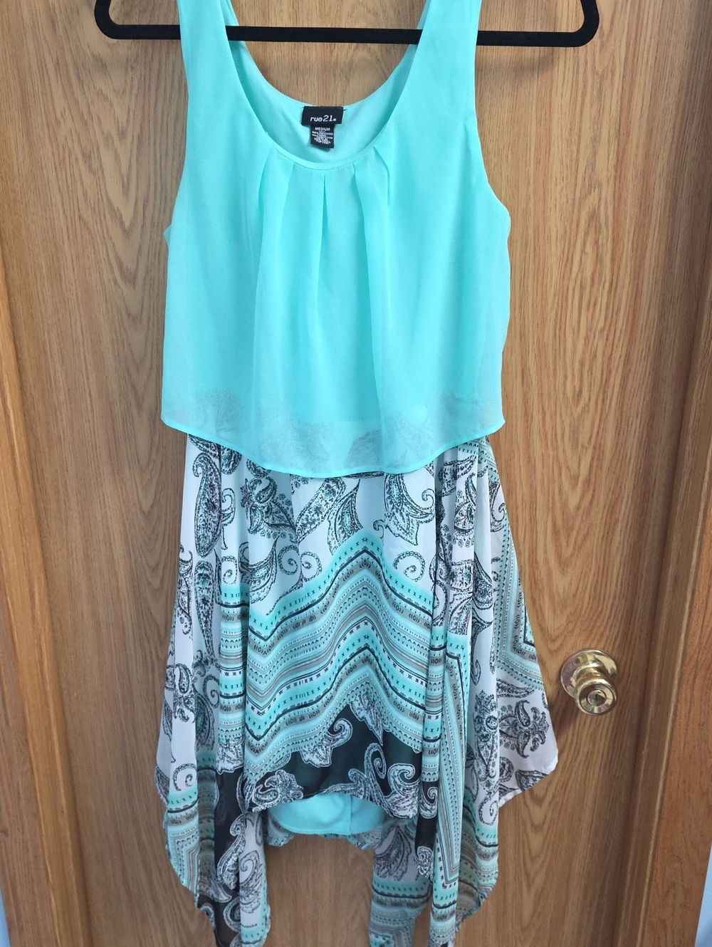 rue21 Mint Sleeveless Layered Handkerchief Hem Dress